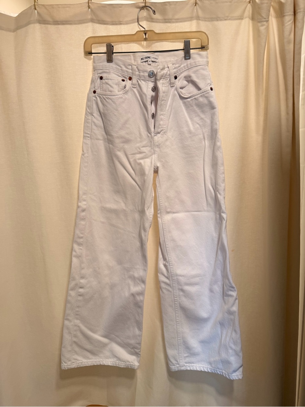 Re/Done White High-Rise barrell Wide Leg Jeans